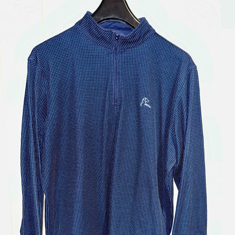 Rhoback Performance Quarter Zip – Men’s XL – Navy Blue Dot – Stretch Pullover - Picture 2 of 3